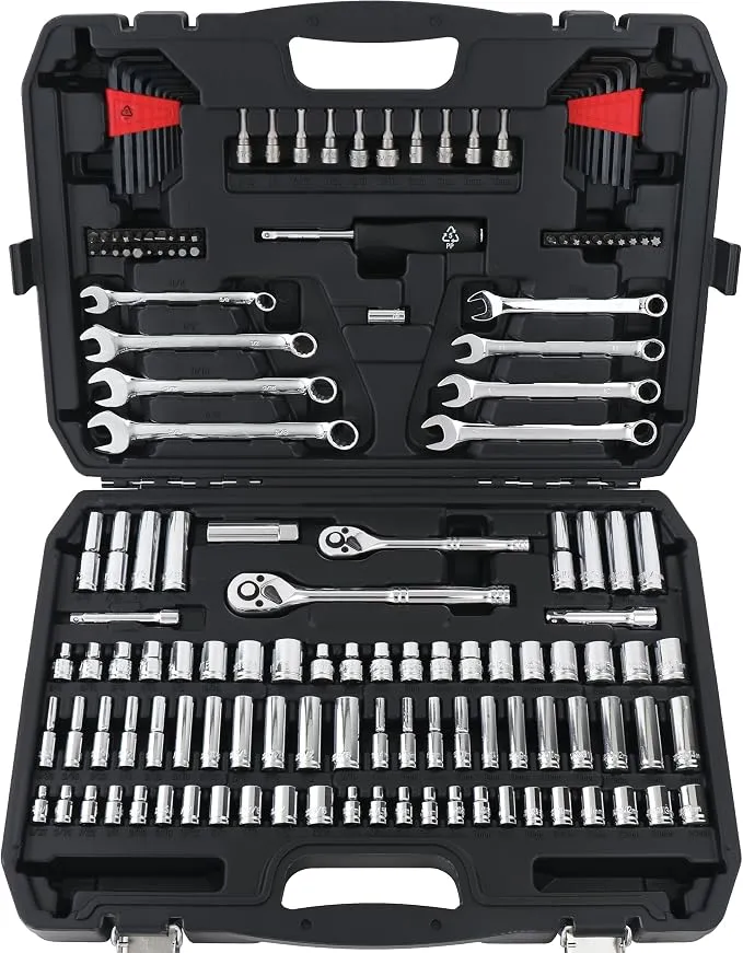 Juego de Llaves Amazon Basics 145 Piezas para Mecánica y Reparaciones