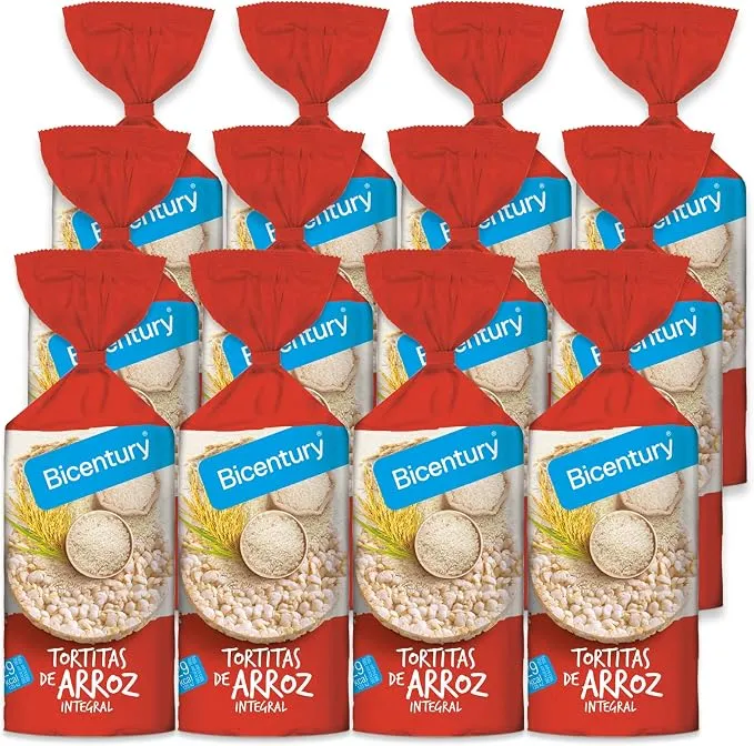 Bicentury Tortitas de Arroz Integral Bajas en Calorías - Pack 12 Unidades