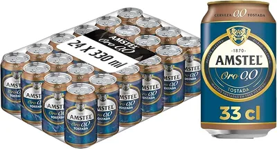 Amstel Oro 0,0 - Pack de 24 latas de cerveza tostada Sin alcohol