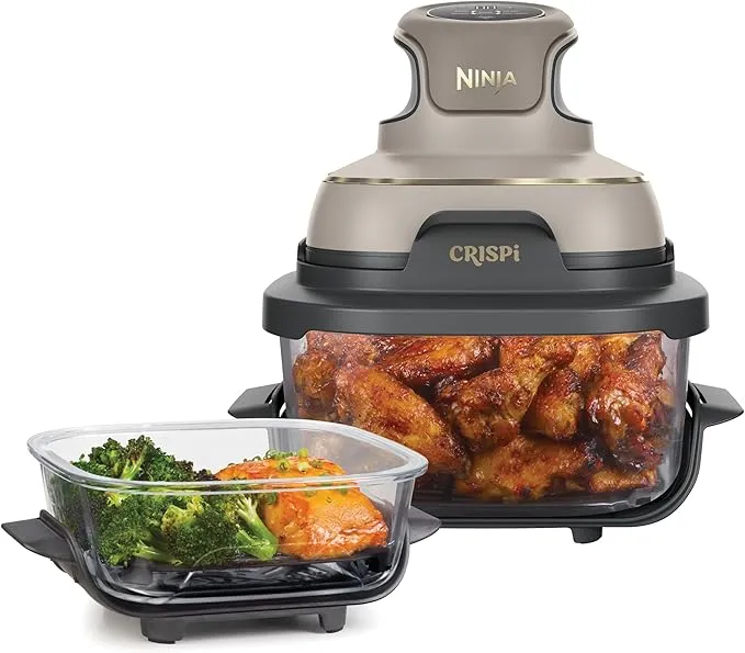 Ninja CRISPi Freidora de Aire Portátil 4 en 1, 3.8L con 2 Recipientes de Vidrio Extraíbles