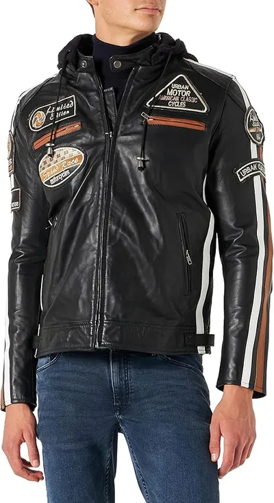 URBAN 5884 Chaqueta Moto Hombre en Cuero 58 Gents