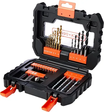 BLACK+DECKER A7233 A7233 Juego de 31 Piezas para Atornillar y Taladrar con Maletin de fácil Transporte y Brocas Titanio