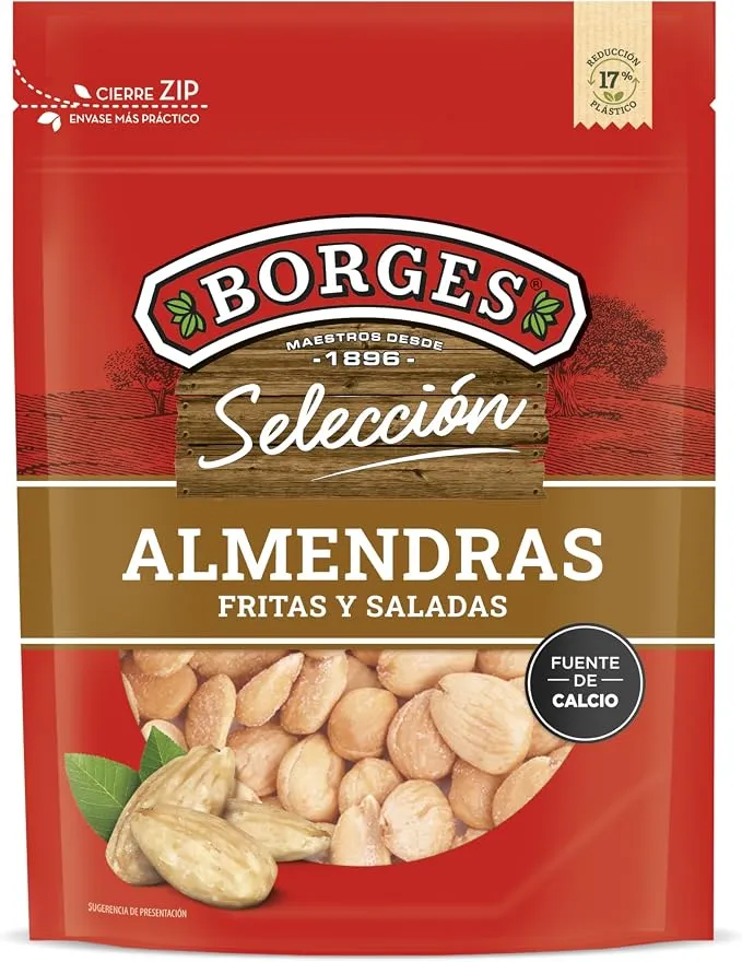 Borges Almendras Comunes Fritas y Saladas en Grano, Bolsa 200g