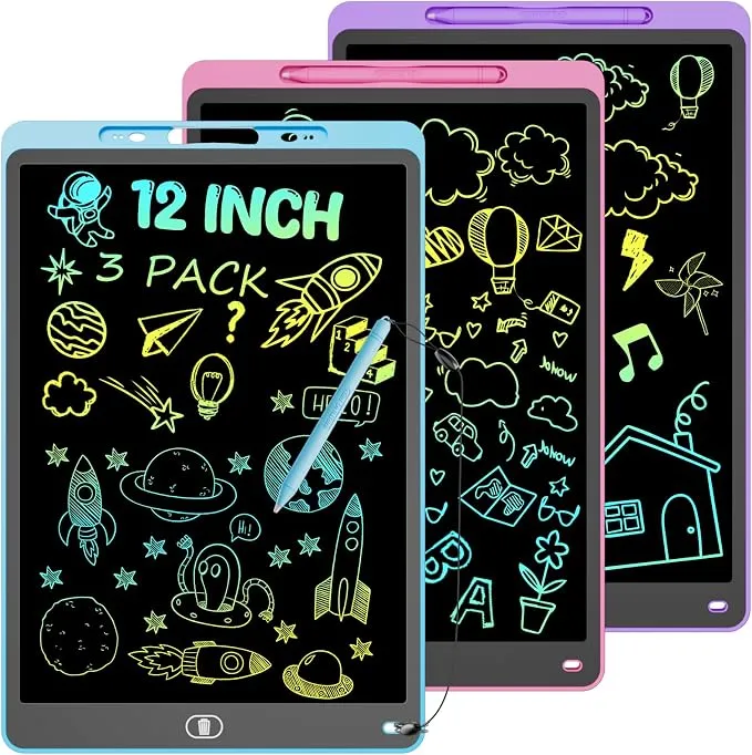 Pack 3 Tablets de Escritura LCD Color 12" para Niños