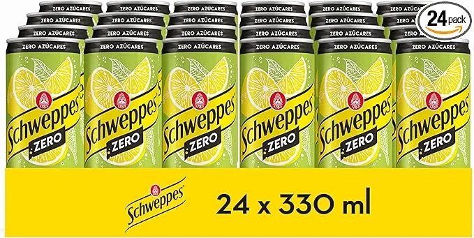 Schweppes Limón Zero, Refresco Sin Azúcar ni Calorías - Lata, Pack 24 x 33 cl