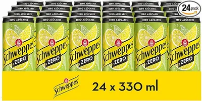 Schweppes Limón Zero, Refresco Sin Azúcar ni Calorías - Lata, Pack 24 x 33 cl