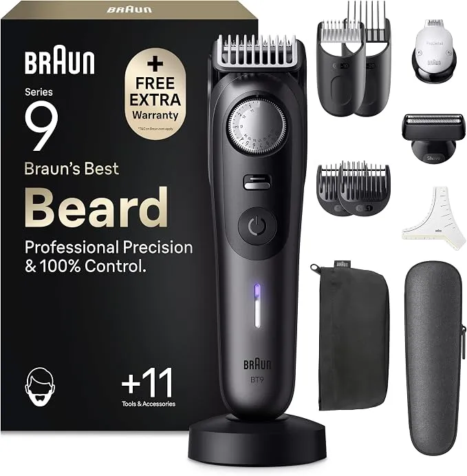 Braun Recortadora de Barba Series 9 BT9545n Titanio, 180 Min Autonomía