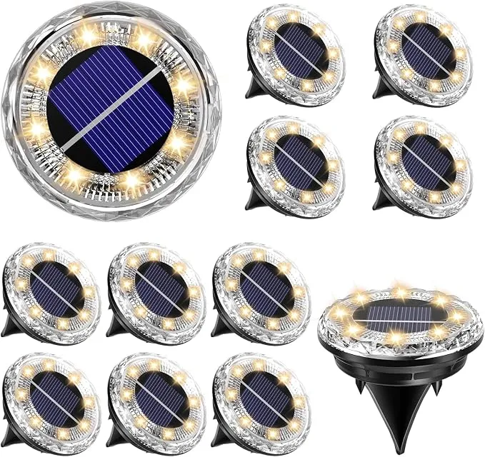 ArsMotin 12 Paquetes Luces Solares LED Exterior Jardin, 8 LED, IP65 Impermeable