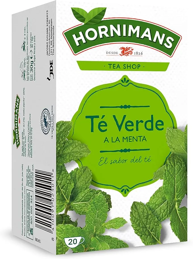 Hornimans Té Verde a la Menta Natural con Teína - 20 Bolsitas