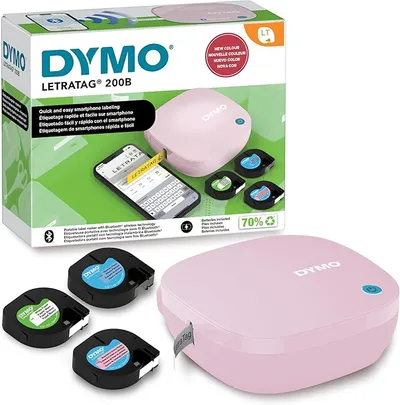 Etiquetadora DYMO LetraTag 200B Bluetooth Rosa con 3 Cintas