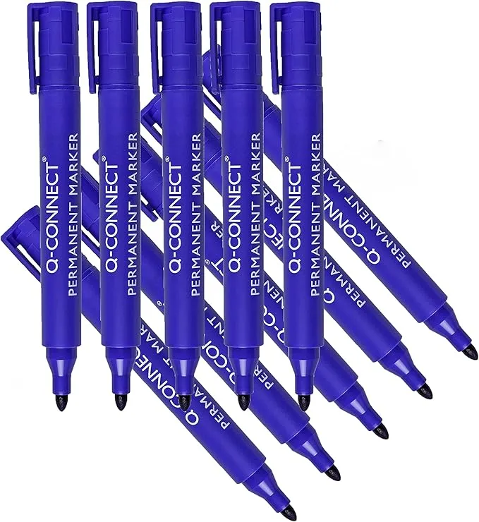 Rotulador Marcador Permanente Q-Connect KF26046, Azul, caja de 10 piezas