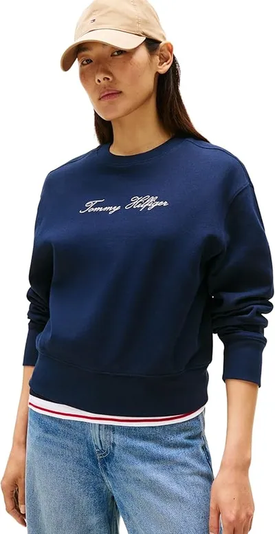 Tommy Hilfiger Sudadera Mujer Lurex Script con Cuello Redondo