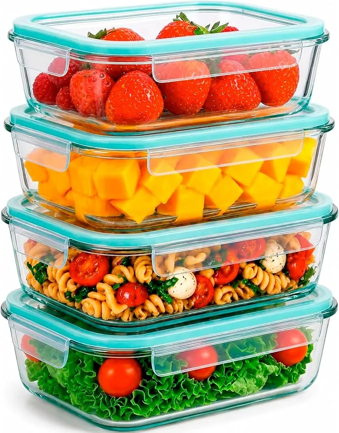 edihome Recipientes de Cristal para Alimentos (8 Piezas)