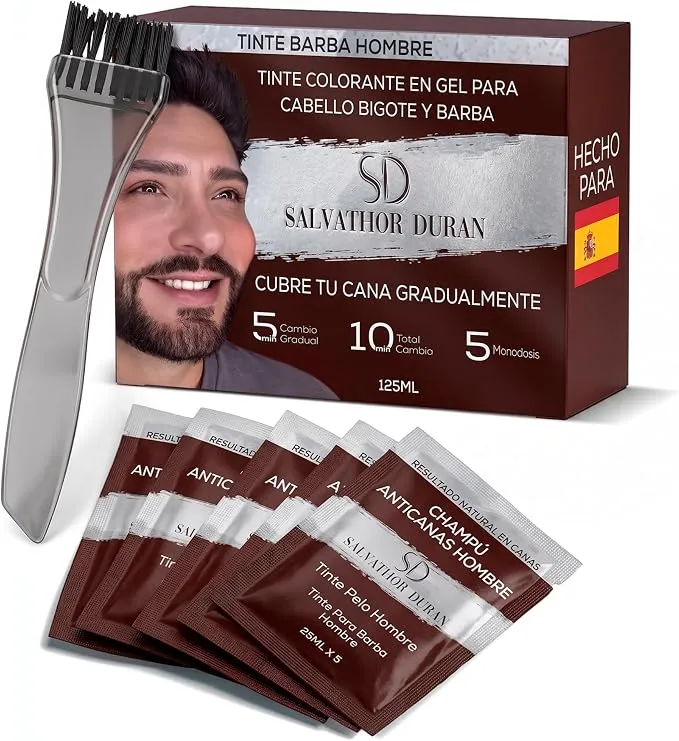 Champú Tinte Barba y Cabello Salvathor Duran - Pack 5 Aplicaciones Monodosis