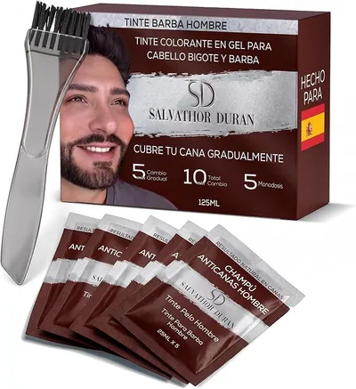 Champú Tinte Barba y Cabello Salvathor Duran - Pack 5 Aplicaciones Monodosis