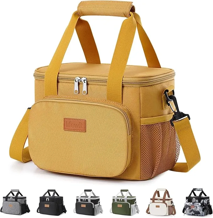Lifewit Bolsa Térmica Porta Alimentos 9L (12 Latas) para Trabajo, Playa y Viaje - Marrón