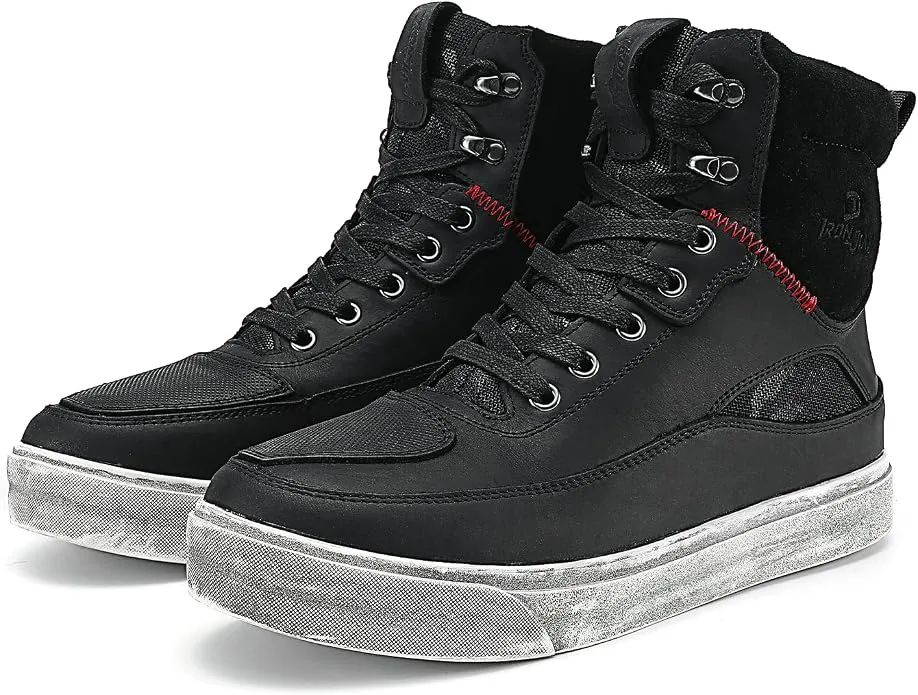 BORLENI Botas de Moto de Cuero para Hombre