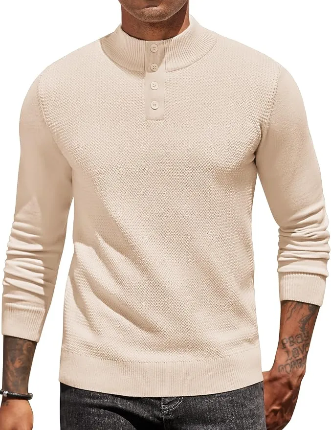 Jersey Henley Coofandy Hombre Cuello Mao y Botones