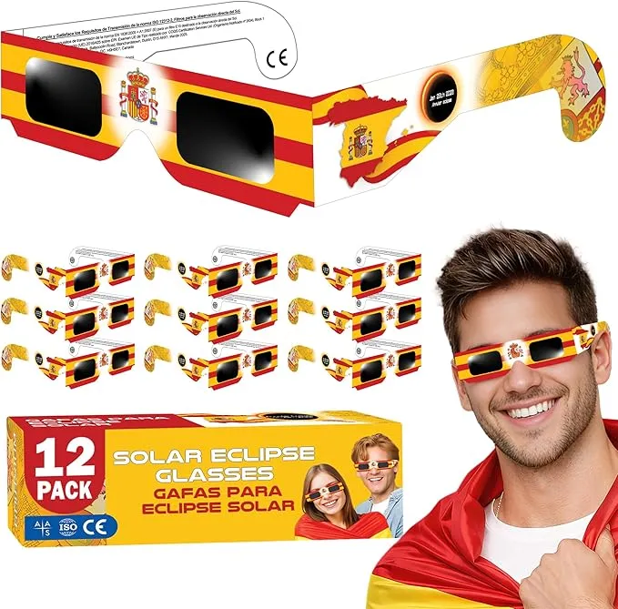 Galaxium Pack de 12 Gafas para Eclipse Solar Temática Española Aprobadas AAS 2026