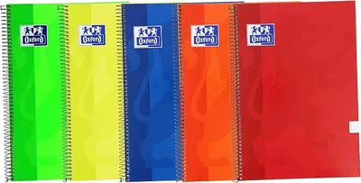 Pack 5 Cuadernos Oxford A4, Cuadrícula 4x4, Tapa Dura, 80 Hojas
