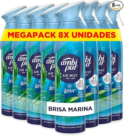 Ambipur Brisa Marina Ambientador En Spray 185ml x 8
