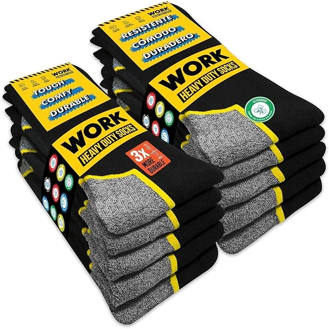 SOXCO 10 Pares Calcetines de Trabajo para Hombre