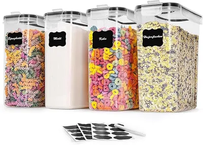 L LONGANCHANG 4.0L Botes Cocina, Recipiente de Botes Cocina Almacenaje de Plástico de Alimentos Sellados con Tapa, para Almacenar Cereales, Pasta, Arroz, Harina