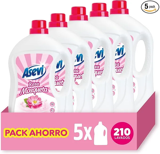Asevi Detergente Líquido Rosa Mosqueta Pack 5uds - Aroma Floral Fresquito