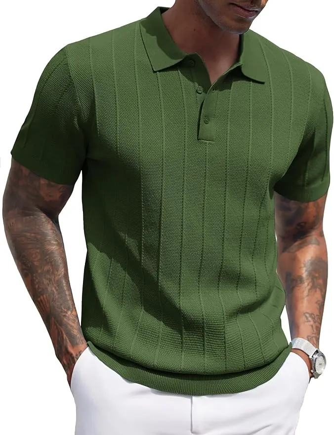 Camisa Polo Casual COOFANDY de Punto Elástico - Estilo y Confort