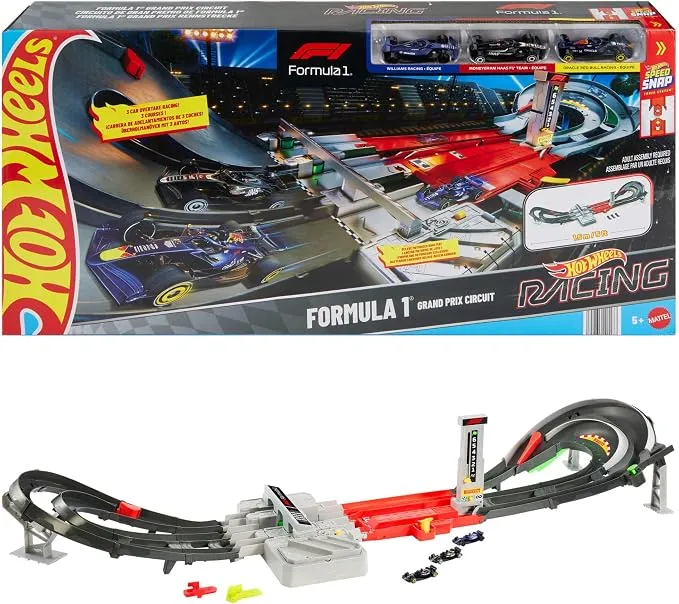 Hot Wheels Conjunto de Pista Circuito Gran Premio F1 con 3 Coches Metálicos