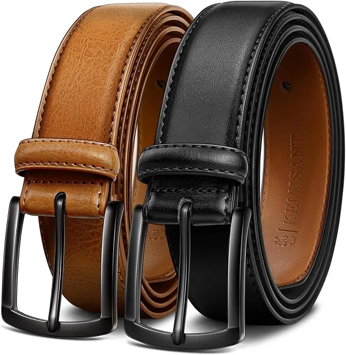 Cinturón Hombre 2 Piezas, Cinturón Cuero para Jeans Ropas Casuales