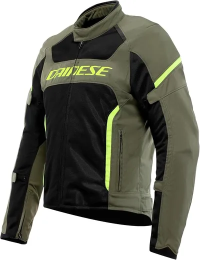 Chaqueta de Moto Dainese Air Frame 3 Tex Hombre Verde Militar/Negro/Amarillo Fluo Talla 44