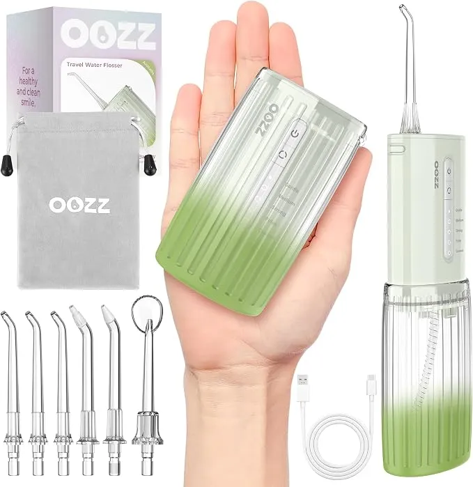 Irrigador Bucal de Viaje Inalámbrico OOZZ con 6 Puntas y 5 Modos