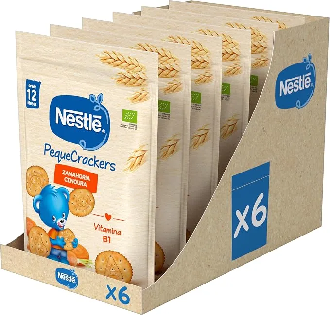 NESTLÉ PequeCrackers Zanahoria para Bebés +12 meses (6x100g)
