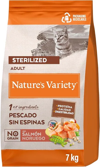 Pienso Nature's Variety No Grain para gatos esterilizados con salmón noruego