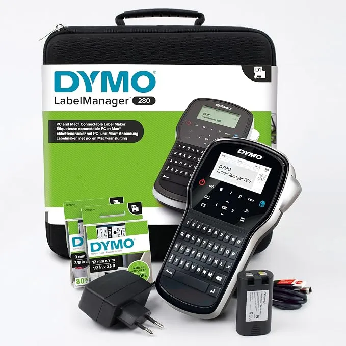 DYMO LabelManager 280 - Kit Impresora de Etiquetas Portátil con Teclado y Accesorios
