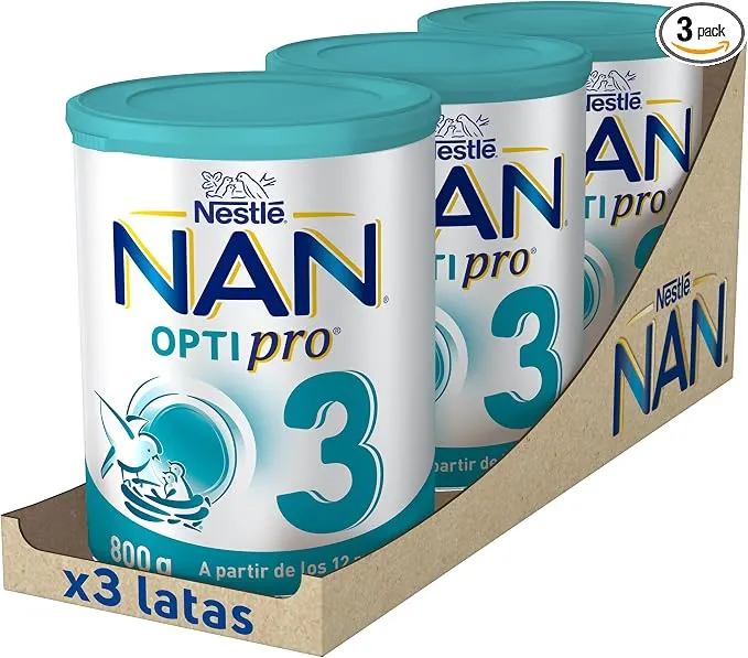 Nestlé NAN OPTIPRO 3 Leche de crecimiento en polvo, pack 3x800g
