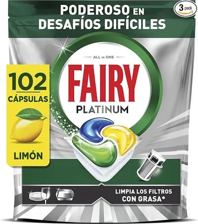 Fairy Platinum Cápsulas De Lavavajillas, Limón, 34 Cápsulas