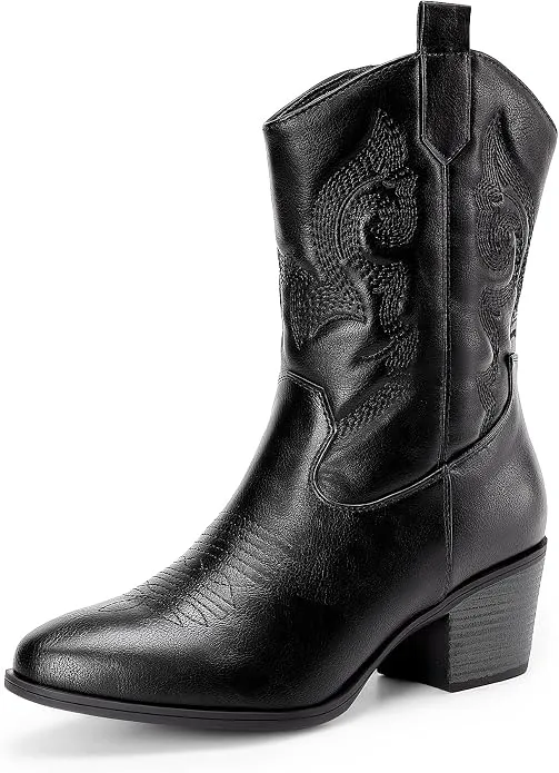 Botas Vaqueras Media Caña DREAM PAIRS con Bordados Estilo Western