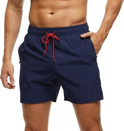 Bañador Hombre 2 en 1 Bañador de Secado Rápido con Forro de Malla y Cordón de Ajuste para Playa Bañador Casual Impermeable para Piscina Verano