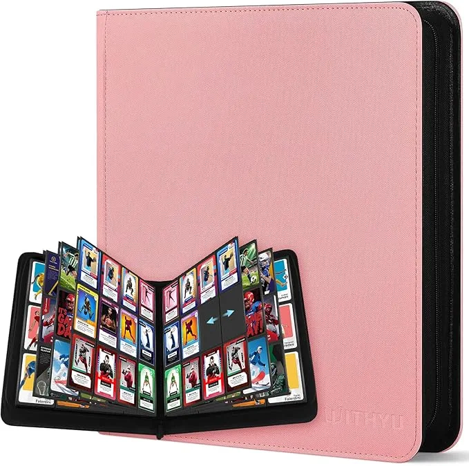 WITHYU Álbum de Colección de 12 Bolsillos para Tarjetas Coleccionables (Rosa)