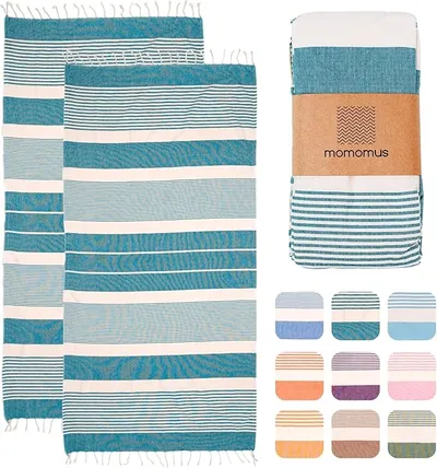 MOMOMUS Pack de 2 Foutas XL o Toallas de Playa Grandes de Algodón 100%