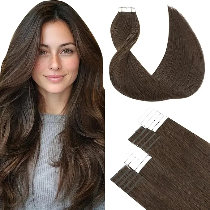 SURNEL Extensiones Adhesivas Pelo Balayage Marrón Chocolate 50cm 50g 20Piezas Castaño Chocolate Adhesivas Extensiones Pelo Remy Cabello Humano Natural