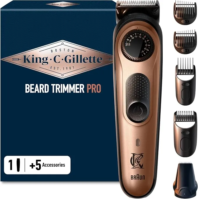 King C. Gillette Recortadora de Barba Pro con 3 Accesorios