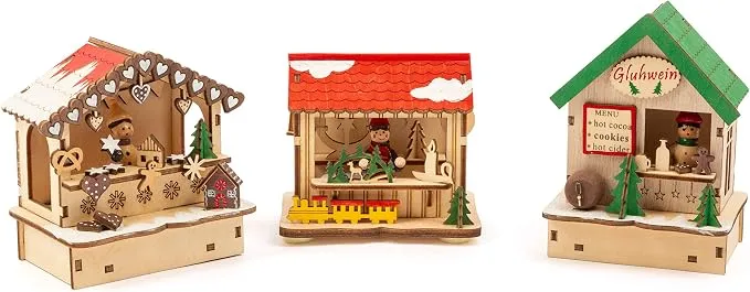 Small Foot 11390 Mercado Navideño de Madera con Iluminación LED