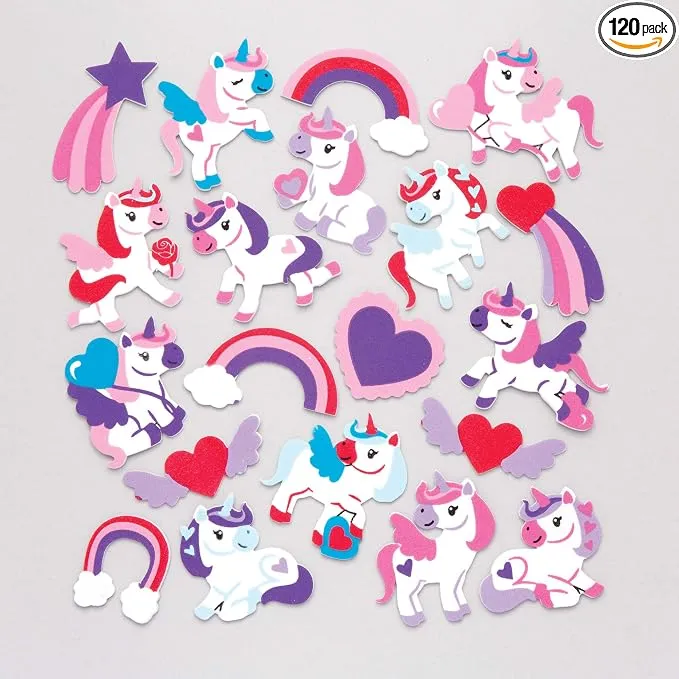 Baker Ross Pegatinas de Unicornios de Espuma (Pack 120) para Manualidades Infantiles