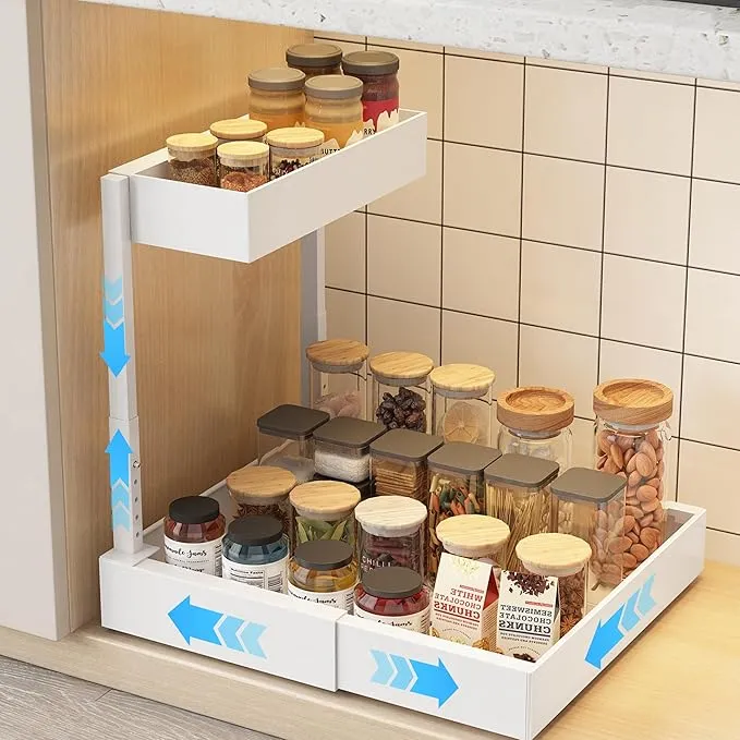Ornestia Organizador Extraíble Bajo Fregadero Cocina Baño Metal Blanco