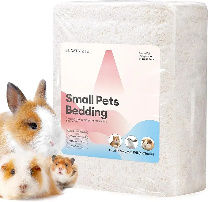 BUCATSTATE Lecho para Hámsteres y Animales Pequeños 101L - Papel Súper Absorbente y Control de Olores