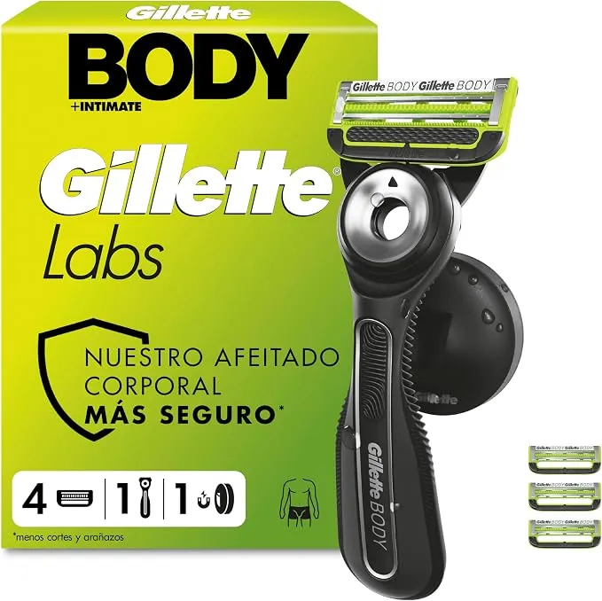 GilletteLabs Body + Intimate Maquinilla Corporal Hombre con 4 Recambios