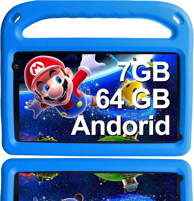 Tablet Infantil Android 7" 7GB RAM 64GB ROM con Funda Protectora Azul